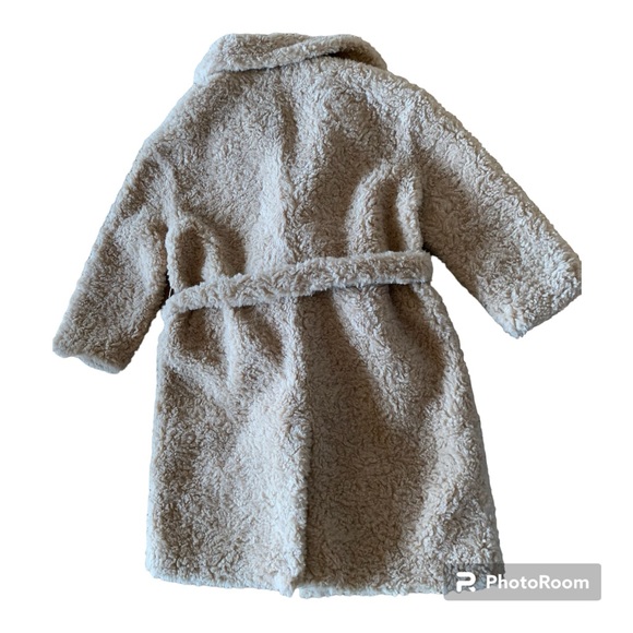 JAKKE Katrina Free People Faux Fur Coat Biscuit Size 10 Mob Wife Aesthetic Belt - Picture 9 of 14
